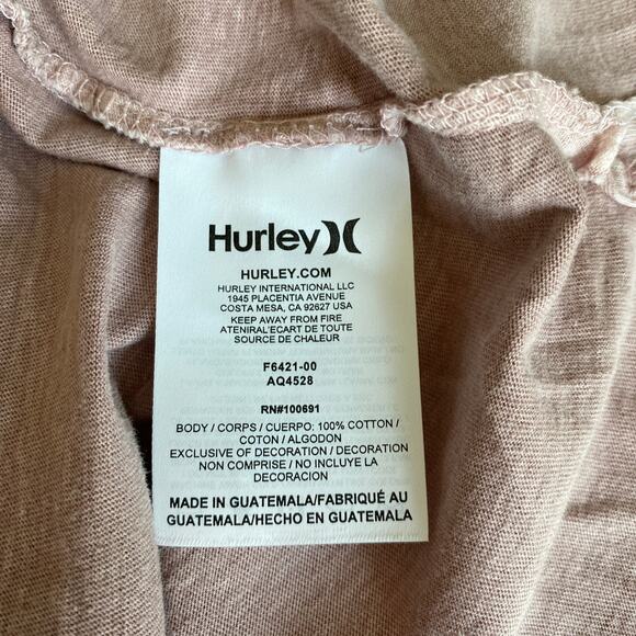 Hurley Tiger Tree Tank Top Women M Taupe Biker Cottagecore Raw Hem Beach NWT - Picture 9 of 10